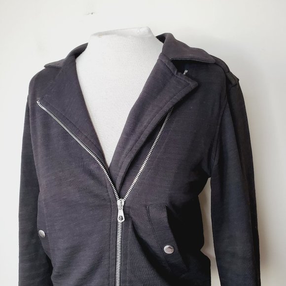 RAG & BONE Knit Black Cotton Moto Edgy Jacket - Picture 4 of 11